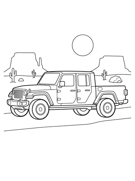 Jeep Gladiator on a Desert Trail coloring page
