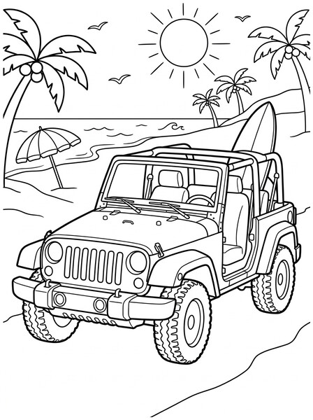 Jeep Wrangler Beach Drive coloring page