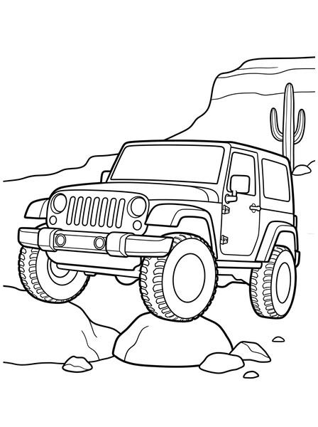 Jeep Wrangler Rock Crawling coloring page