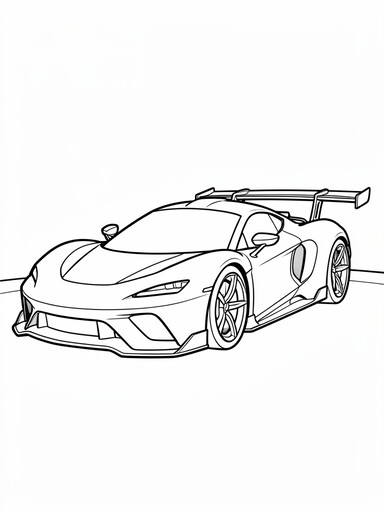 Koenigsegg Jesko coloring page showing a Swedish hypercar with a large rear wing