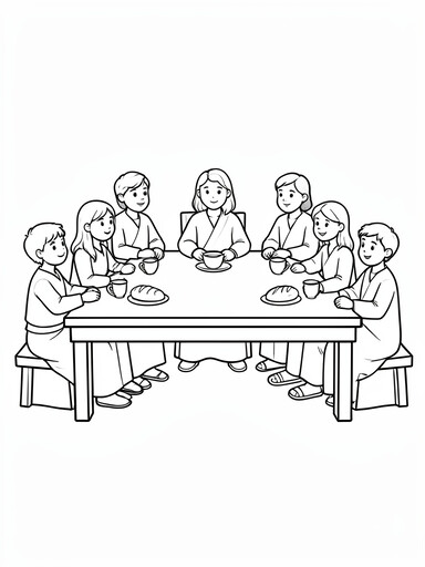 The Last Supper scene coloring page