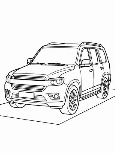 Lincoln Navigator coloring page showing a full-size luxury SUV with a wide horizontal grille bar