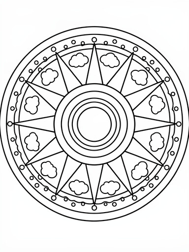 Rainbow Ray Mandala coloring page