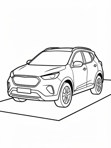 Mazda CX-5 coloring page showing a compact crossover SUV with smooth flowing sculpted body lines
