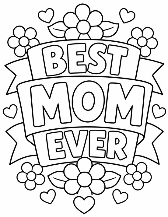 Best Mom Ever Mother's Day coloring page PDF preview