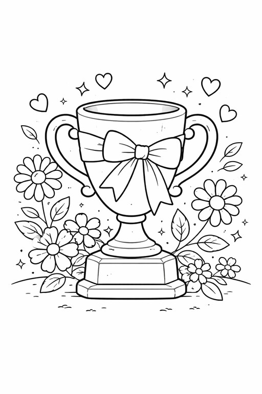Best Mom trophy coloring page PDF preview