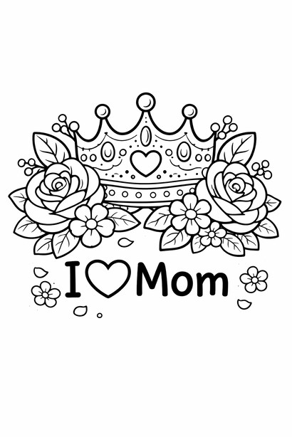 Mother's Day flower crown coloring page for kids