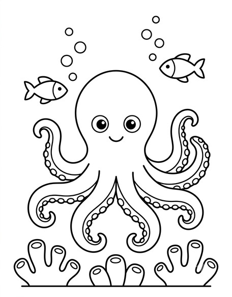 Octopus Underwater coloring page