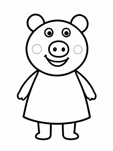 Peppa Pig standing in dress with pig snout and round ears PDF preview