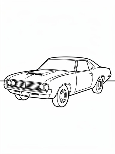 Plymouth Roadrunner coloring page showing a plain muscle coupe with a twin-scoop hood bulge