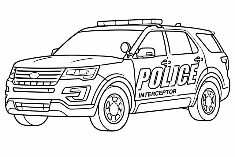 Police SUV on duty coloring page PDF preview