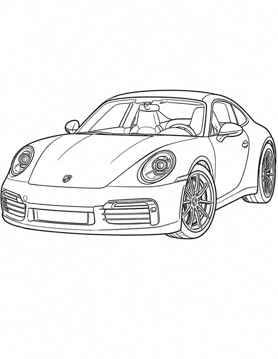 Porsche 911 coloring page PDF preview