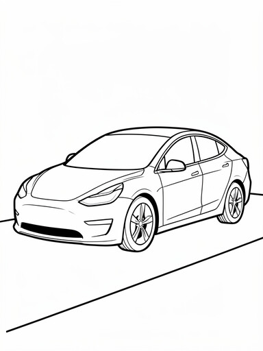 Porsche Taycan coloring page showing an electric sport sedan with a sloping fastback roofline