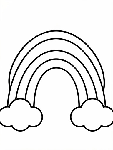 Big Simple Rainbow with Clouds coloring page