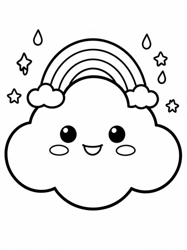 Cute Cloud with a Little Rainbow coloring page