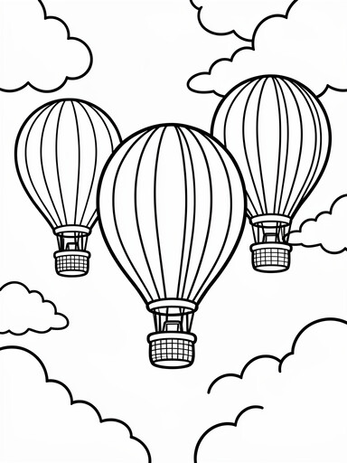Rainbow-Striped Hot Air Balloons coloring page