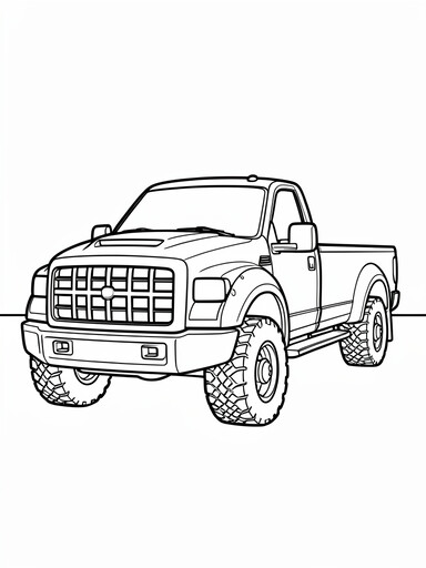 RAM 2500 coloring page showing a heavy-duty pickup truck with a crosshair grille and large tires