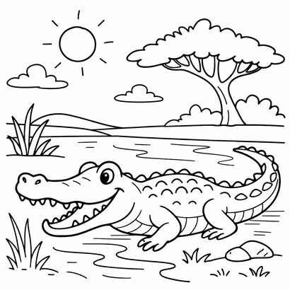Crocodile coloring sheet — free printable safari animal