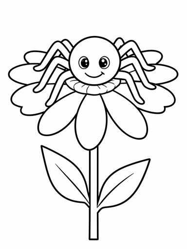 Garden Spider on a Daisy coloring page