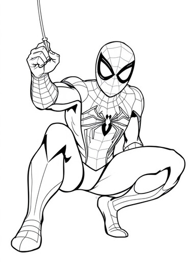 Spider-Man crouching and shooting web strand in full web-pattern suit PDF preview