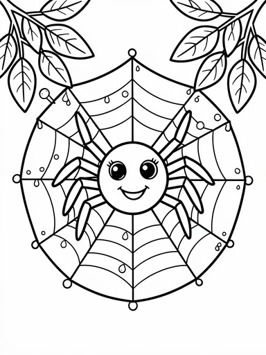Spider Spinning a Web Between Branches coloring page