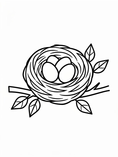 Bird Nest with Eggs coloring page