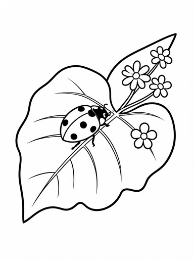 Ladybug on a Leaf coloring page