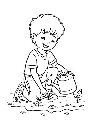 Planting Seeds in the Garden coloring page