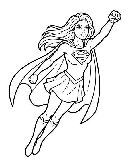 Supergirl flying with cape and S-shield PDF preview