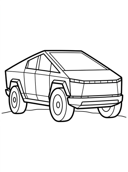 Easy Cybertruck for Little Kids coloring page