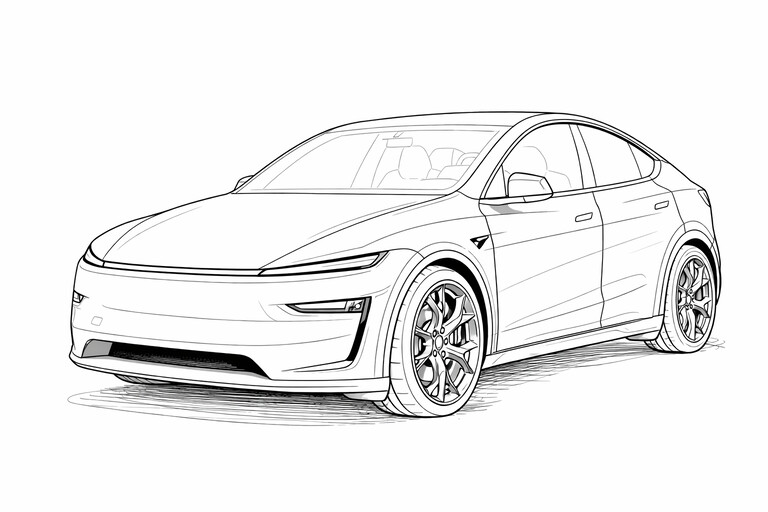 Tesla Model Y Juniper 2026 Coloring Page PDF preview
