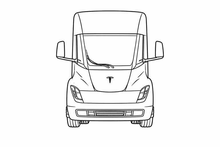 Tesla Semi Coloring Page PDF preview