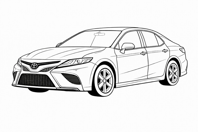 Sleek Toyota Camry coloring page PDF preview