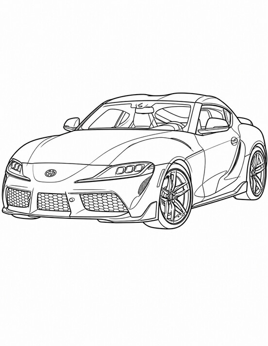 Toyota GR Supra coloring page PDF preview