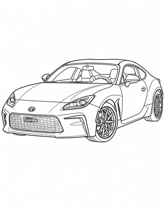 Toyota GR86 coloring page PDF preview