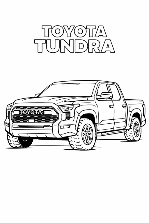 Toyota Tundra full-size pickup truck coloring page PDF preview