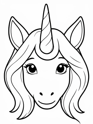 Unicorn Face Close-Up coloring page