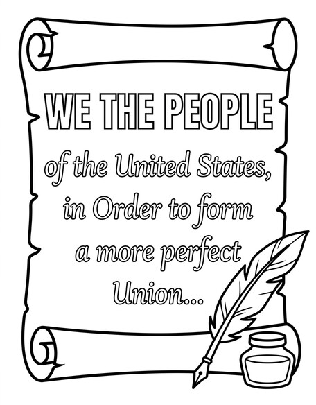 US Constitution scroll coloring page PDF preview