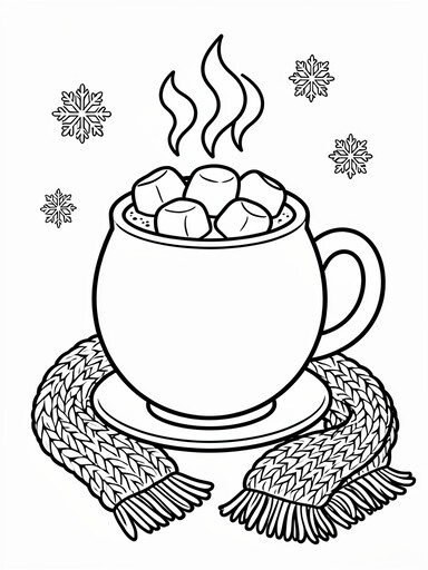 Hot Cocoa Mug with Marshmallows coloring page