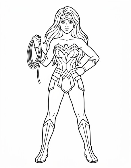 Wonder Woman with lasso and tiara PDF preview