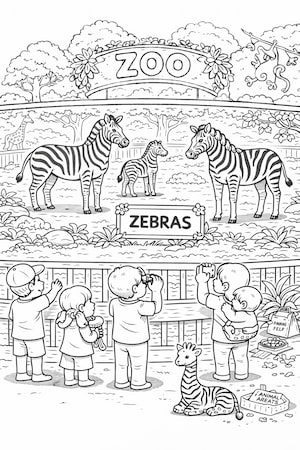 Zebra in the zoo coloring page