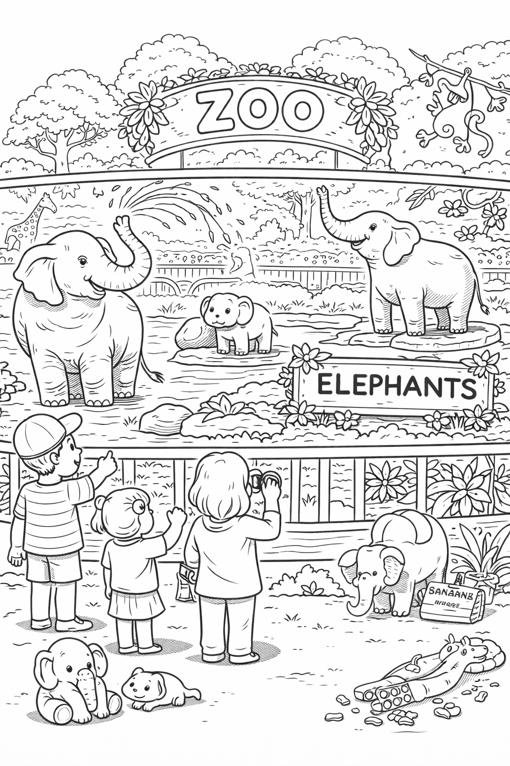 Zoo Elephants coloring page